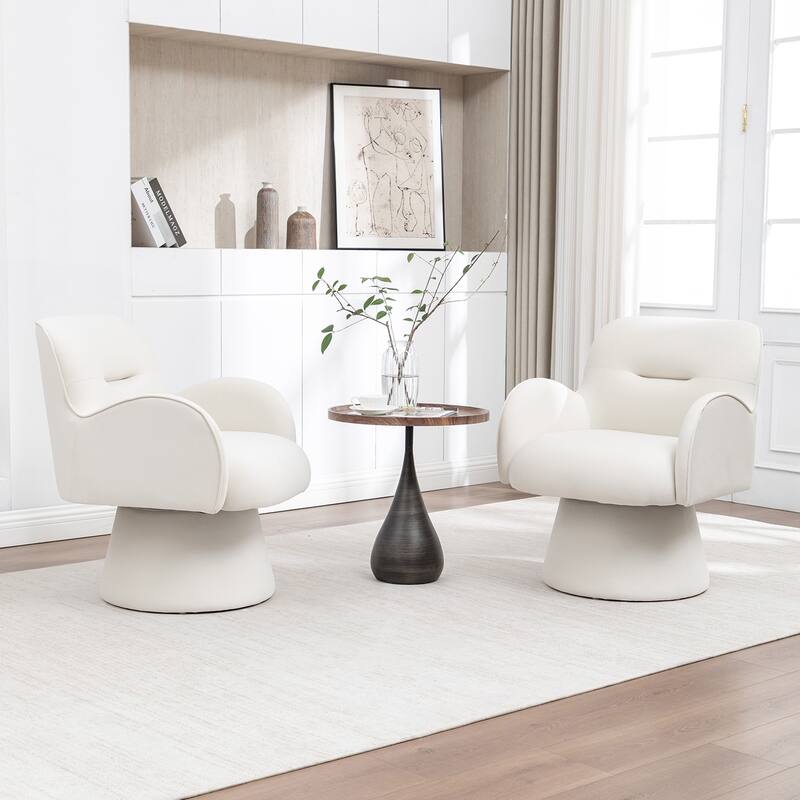 SEYNAR Modern Glam Velvet 360 Degree Swivel Armchair Set of 2 - Beige