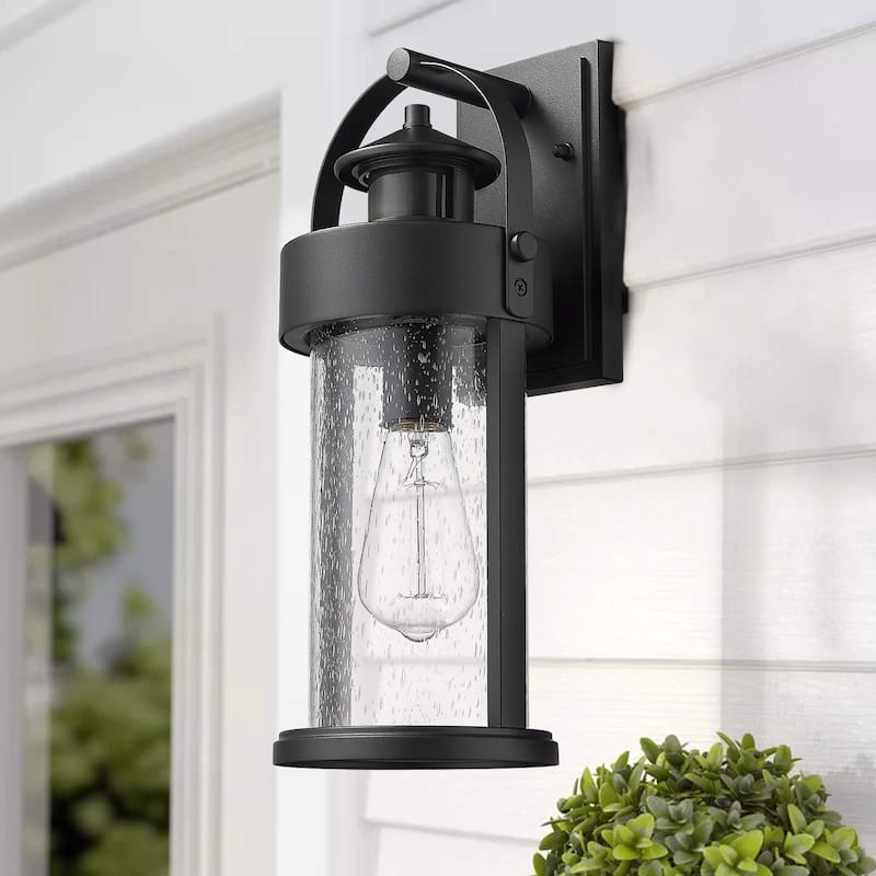 Motion Sensor Outdoor Wall Light with Seeded Glass
