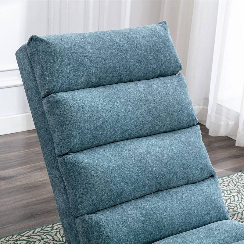 Blue Modern 21.65" High Back Upholstered Chaise Lounge Chair with Remote Control and Ergonomic Electric Massage