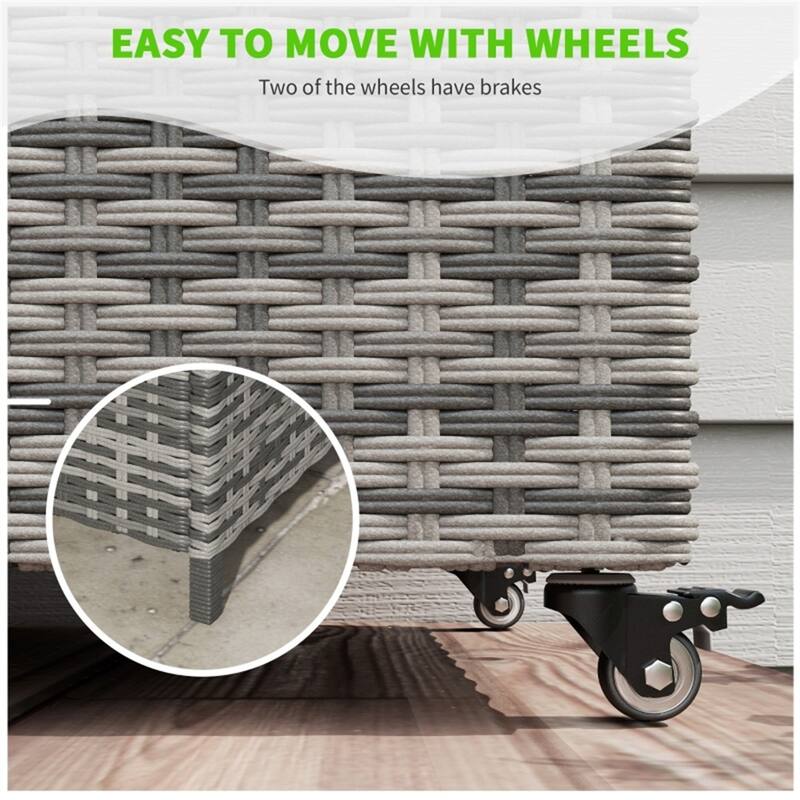 Grey 83 Gallon Large Outdoor Storage Box with Galvanized Steel Frame and PE Rattan for Patio - 47.75" L x 22.5" W x 26.5" H