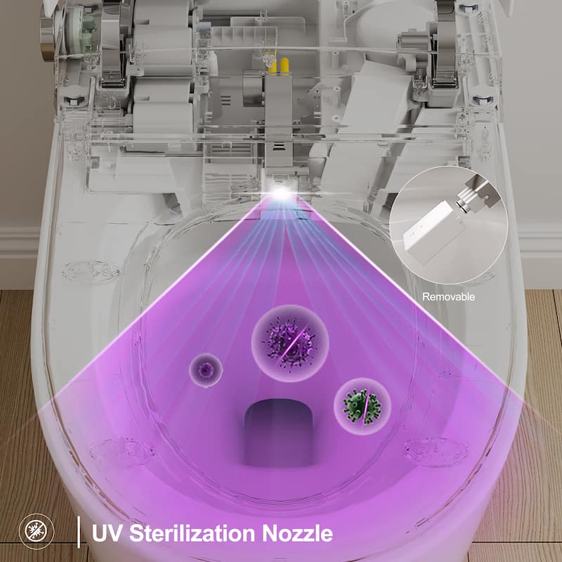 HOROW Elongated Smart Bidet Toilet in White with Auto Open Close Auto Flush Heated Seat and Remote Control - N/A