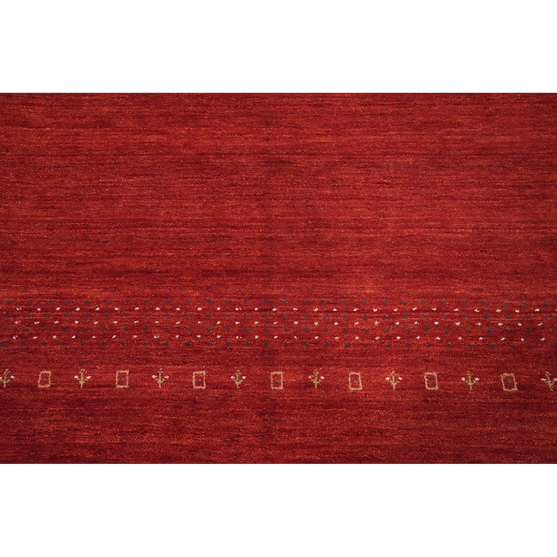 Hand Knotted Oriental 100% Wool Carpet Tribal Animal Pictorial Oranges & Rust Gabbeh Area Rug - 7' 10'' X 8' 0''