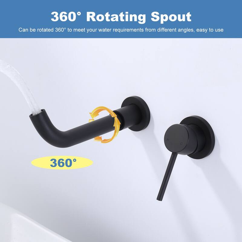 WOWOW Wall Mount Single Handle Bathroom Faucet