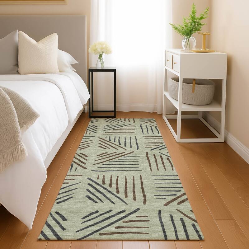 Machine Washable Indoor/ Outdoor Geo Dia Chantille Rug