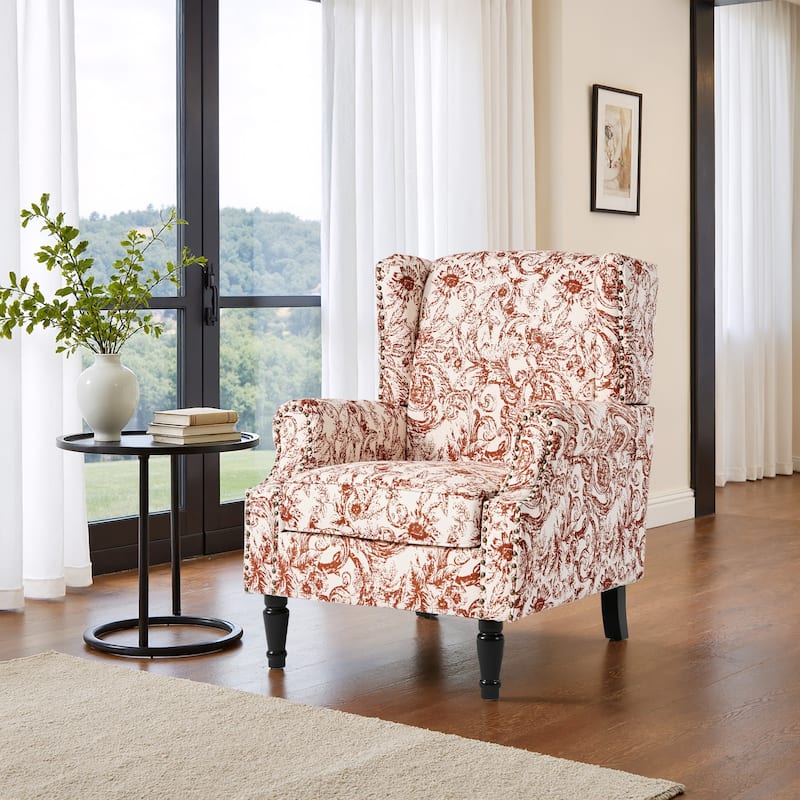 Patterned Upholstered Accent Chair for Living Room - ROCOCO Orange