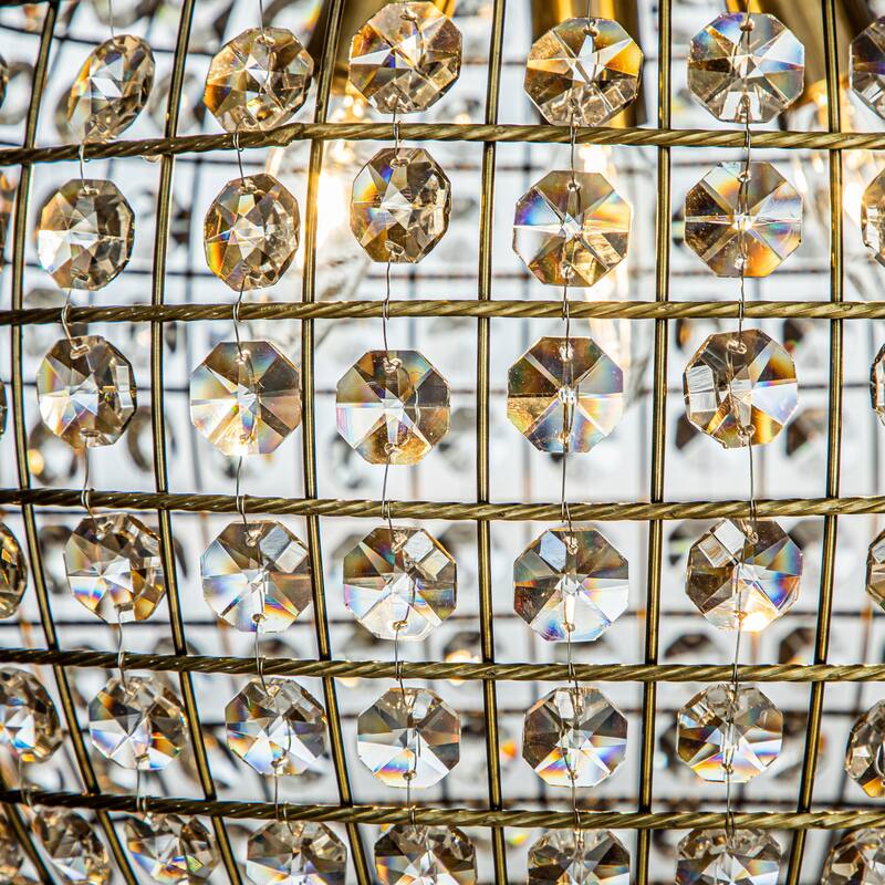 CraftHome Vintage Globe Crystal Chandelier in Antique Gold