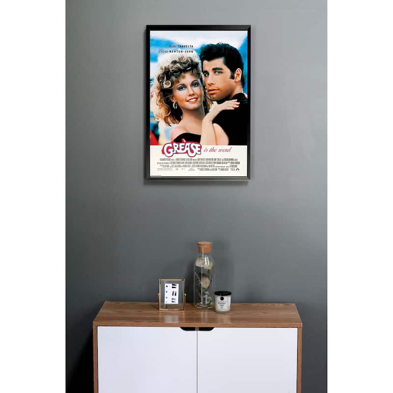 Grease The Movie Advertising Framed Poster - 24 x 36 Inch