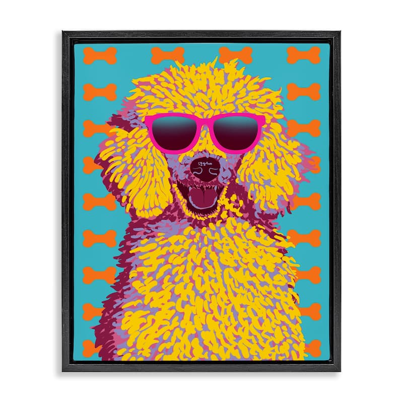 Stupell Retro Pop Poodle Framed Floater Canvas Wall Art Design By Marcus Prime - 25 x 31 - Black