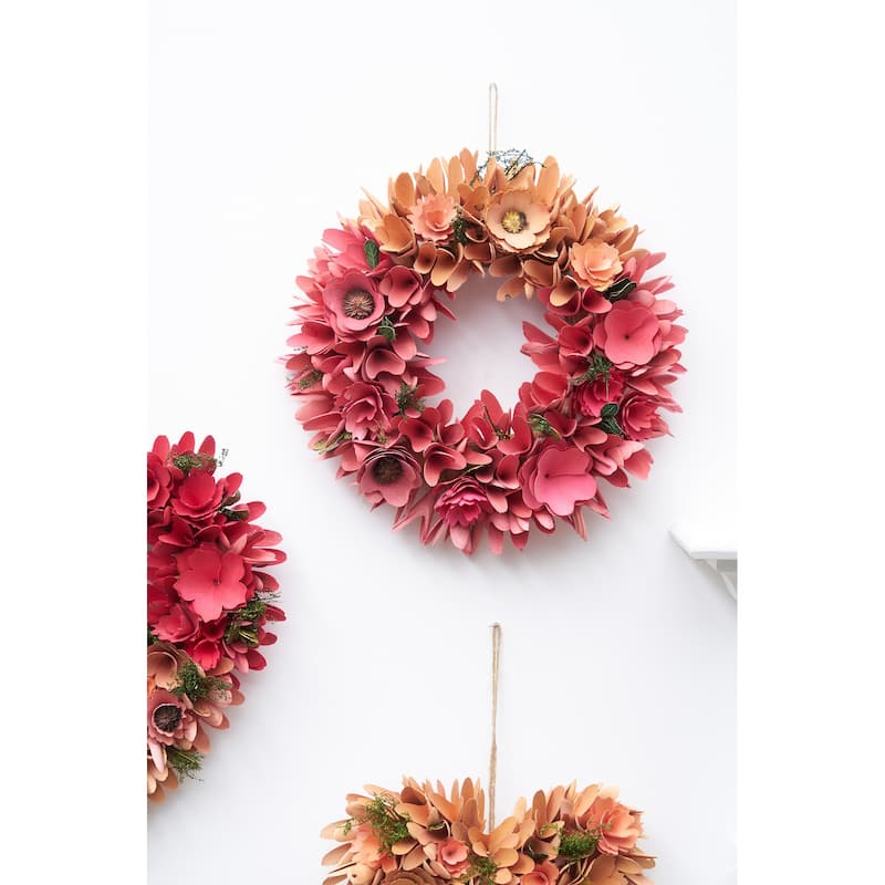 14" Valentine's Day Floral Hanging Circular Wood Flower Petal Wreath