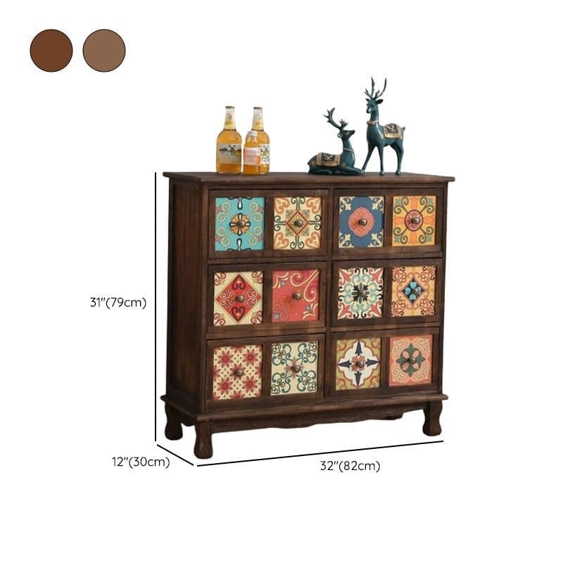American Solid Wood Drawer Vintage Multilayer Accent Cabinet