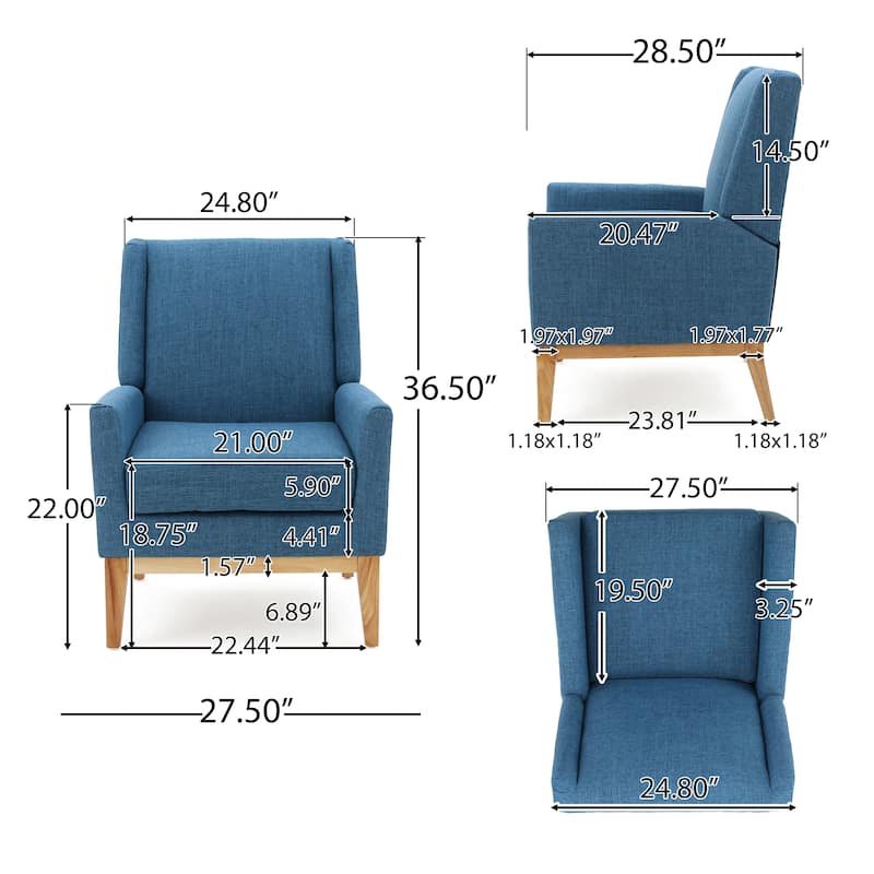 Aurla Mid-century Upholstered Accent Chair by Christopher Knight Home - 27.50" L x 28.50" W x 36.50" H