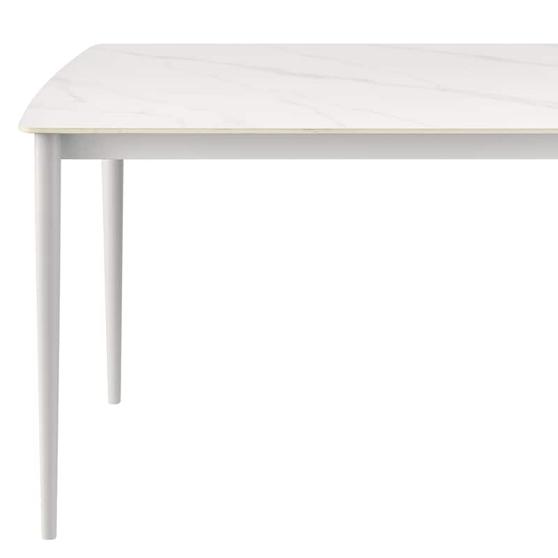 Rhodes 71 Inch Snowy Sintered Stone and Aluminum Indoor Outdoor Dining Table