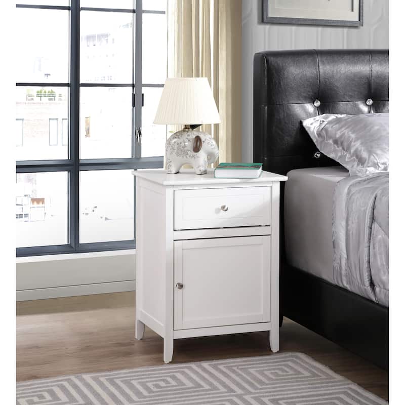 Modern 19-in Metal Hand Holder Single-Drawer Wood Nightstand with Cabinet