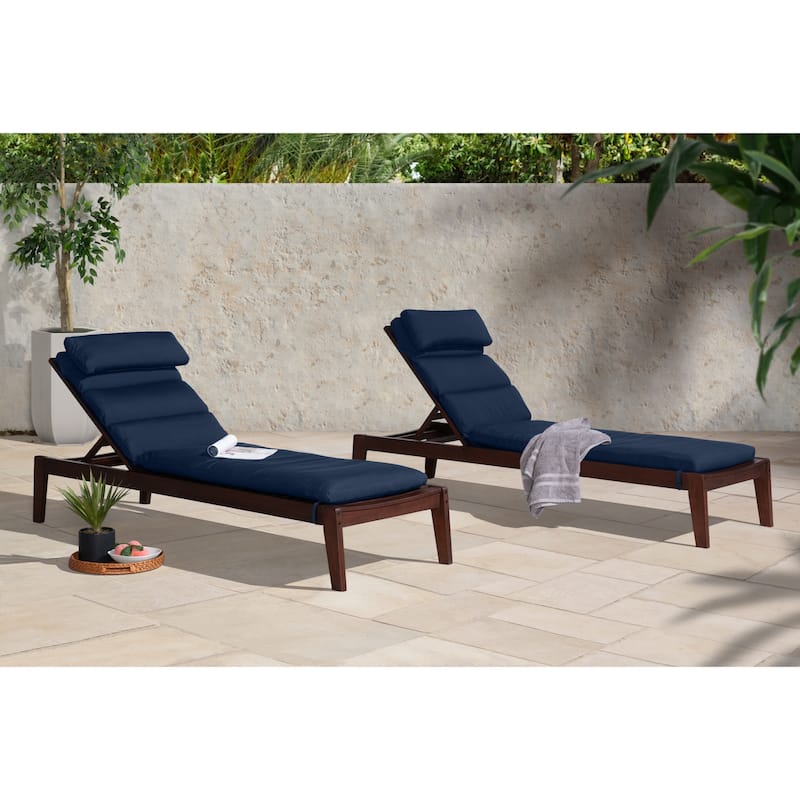 Vaughn 2 Piece Eucalyptus Outdoor Patio Chaise Lounges