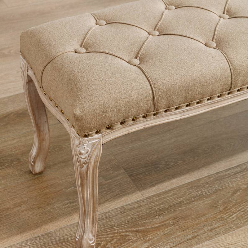 Retro Patterned Legs 45.2In.W Padded Bench - 45.2" W X 14.6" D X 18.3" H