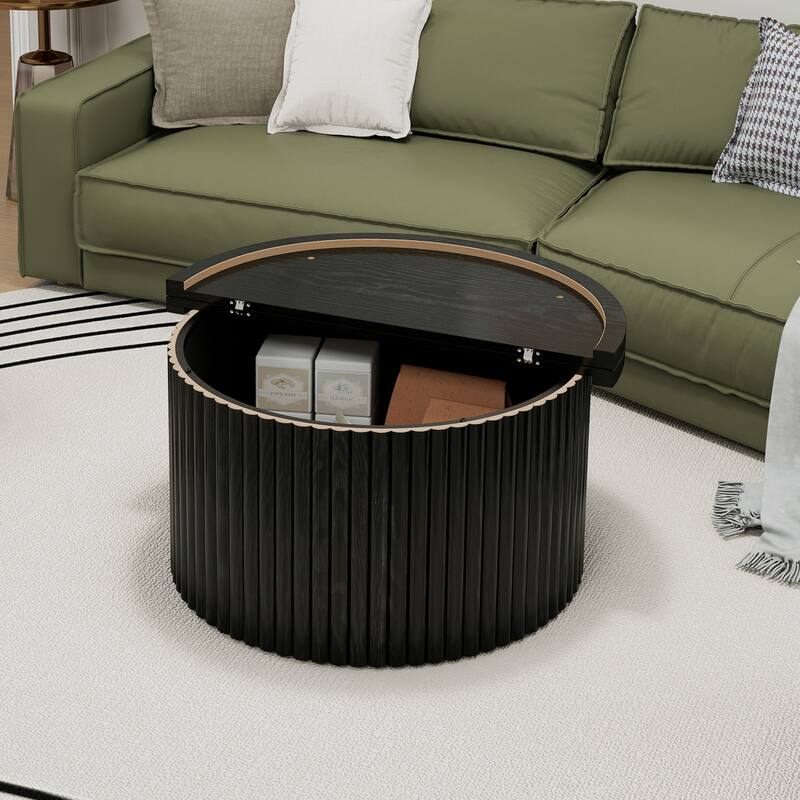 Roomfitters Round Coffee Table, Modern Accent Side Table, Wooden Center Table