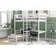 preview thumbnail 4 of 12, Convertible Loft Bed with L-Shape Desk, Twin Bunk Bed with Shelves, Ladder, and Foldable Lower Bed, Space-Saving Design, White