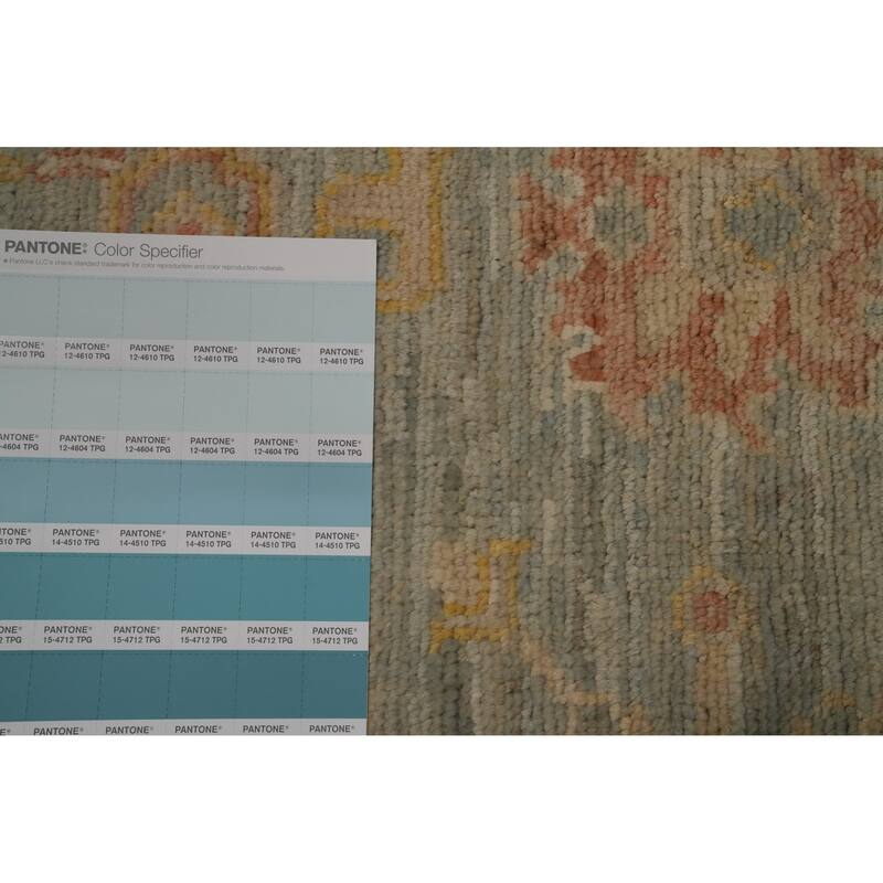 Hand Knotted Oriental 100% Wool Carpet Transitional Floral Navy Blue & Blues Oushak Area Rug - 5' 3'' X 3' 7''
