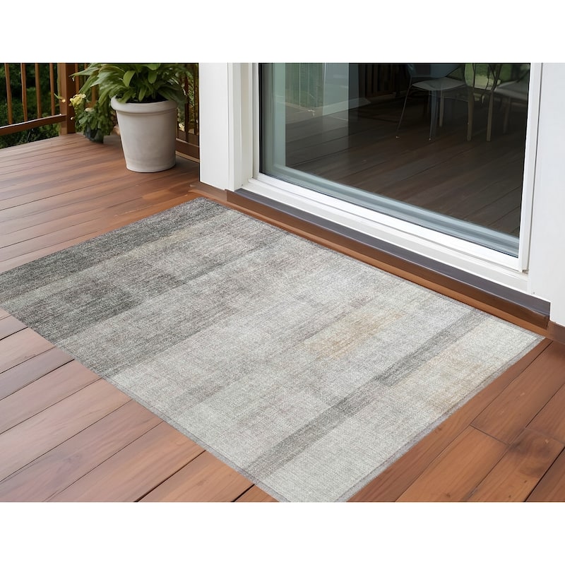 Belo Ombre Weather Resistant Classic Meets Modern Runner Outdoor Rug - 2' x 3' - Taupe
