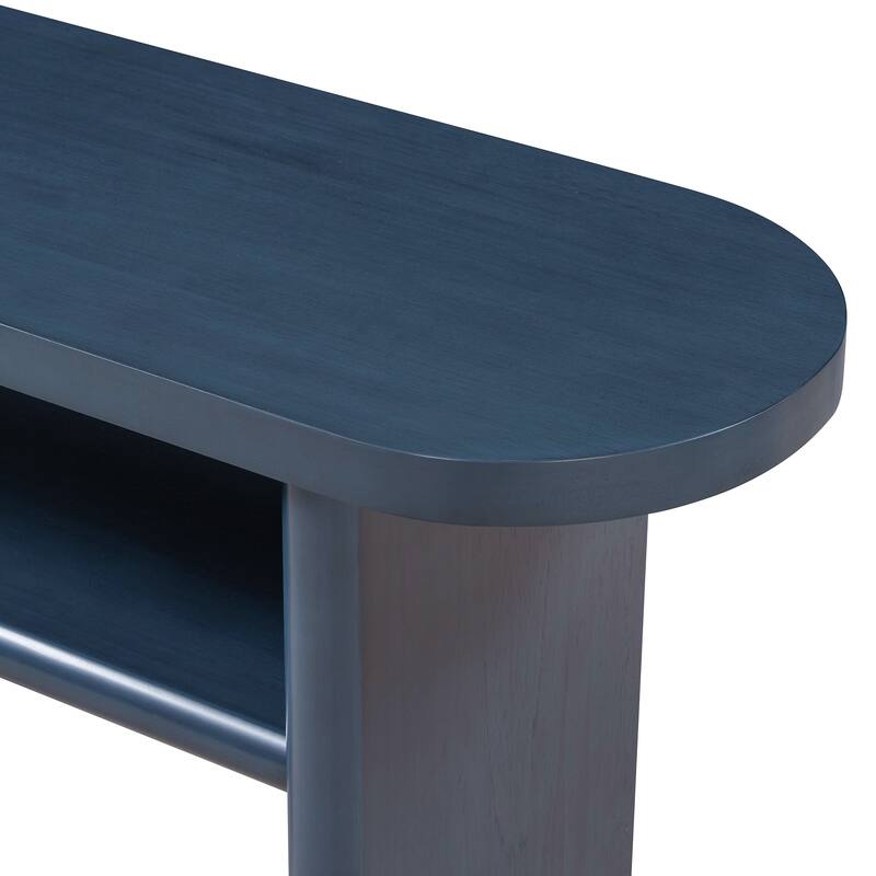 47.8" Modern Oval Wooden Console Table with Rounded Edges and Sturdy Shelf Design