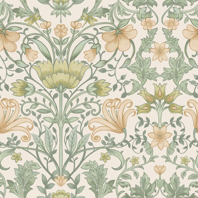 Vintage Floral Non-Pasted Wallpaper – 396 in x 20.8 in - Cream