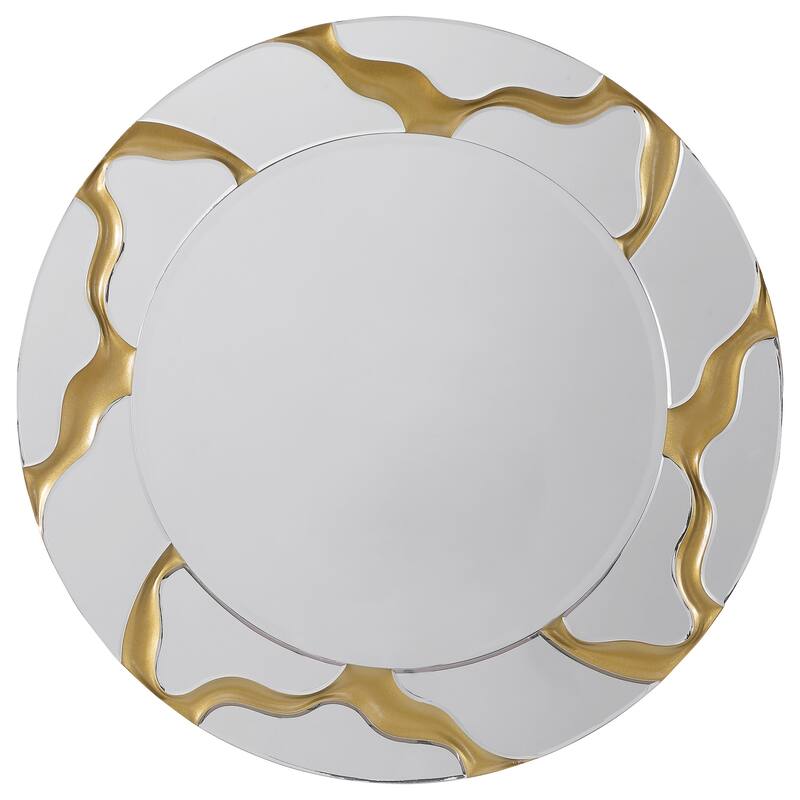Dorinda 36 X 36 Inch Round Kintsugi Style Wall Mirror Gold - Mirror