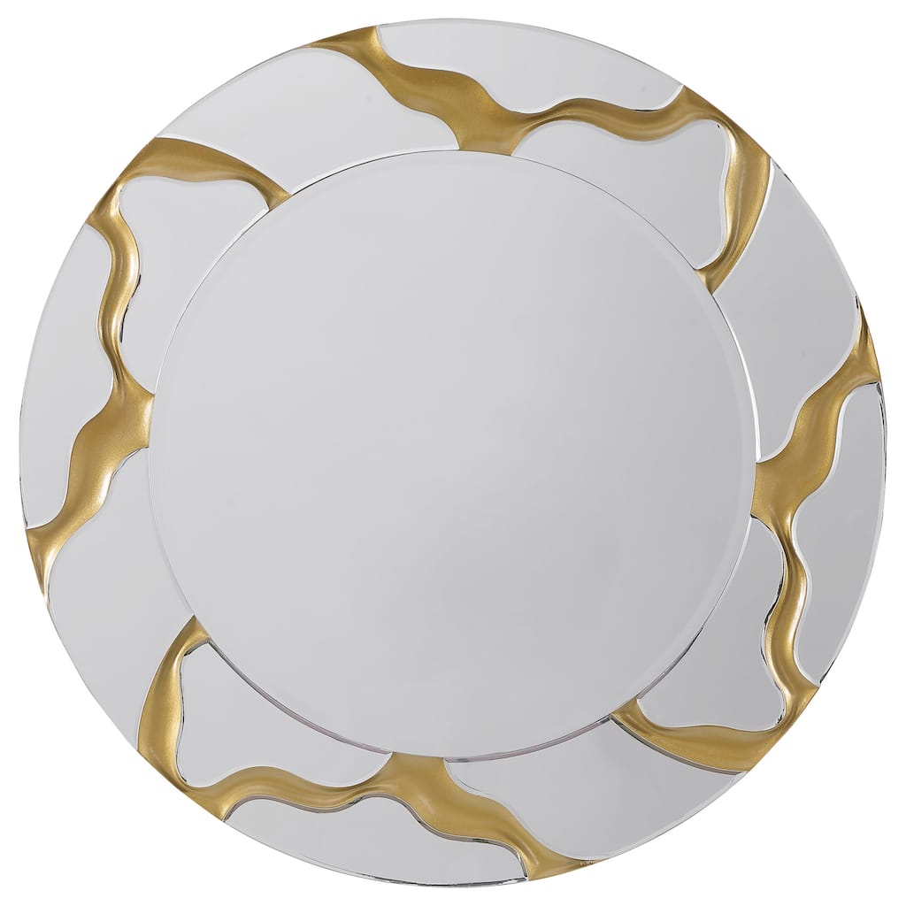Dorinda 36 X 36 Inch Round Kintsugi Style Wall Mirror Gold