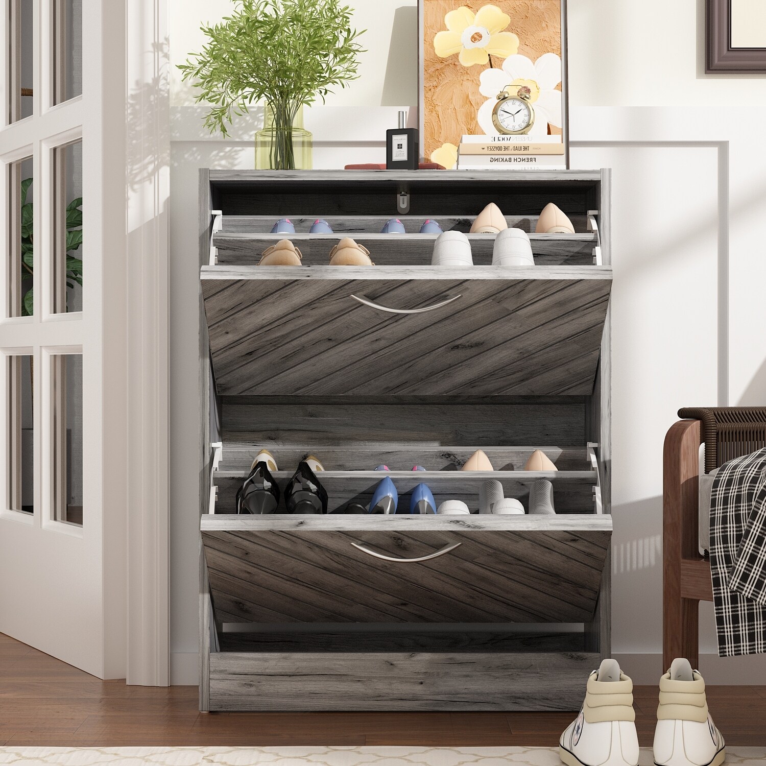 8 pair shop shoe storage cabinet