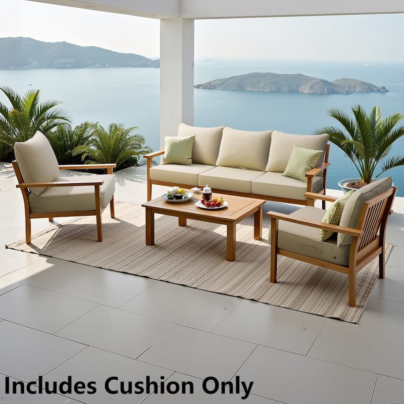 24" W * 24" D * 20" H Outdoor Patio Deep Seat Cushion Set Chair Cushion with Sunbrella Fabric - 5PC - Canvas Antique Beige