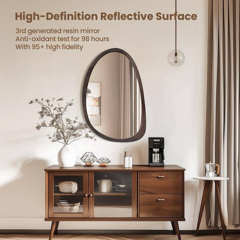 Irregular Mirror,Asymmetrical Wood Wall Frame Abstract Assymetrical Decorative Mirror