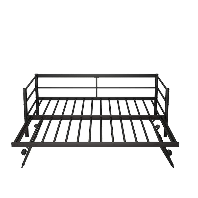 Twin Size Metal Daybed with Pop Up Trundle