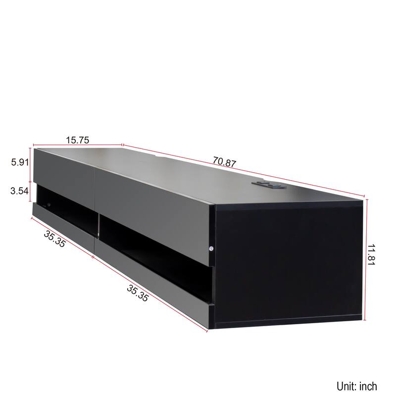 180 Wall Mounted Floating 80" TV Stand with 20 Color LEDs