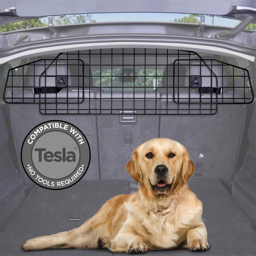 Pawple Dog Car Barrier for Tesla Model Y, Adjustable Large Pet Divider - Black