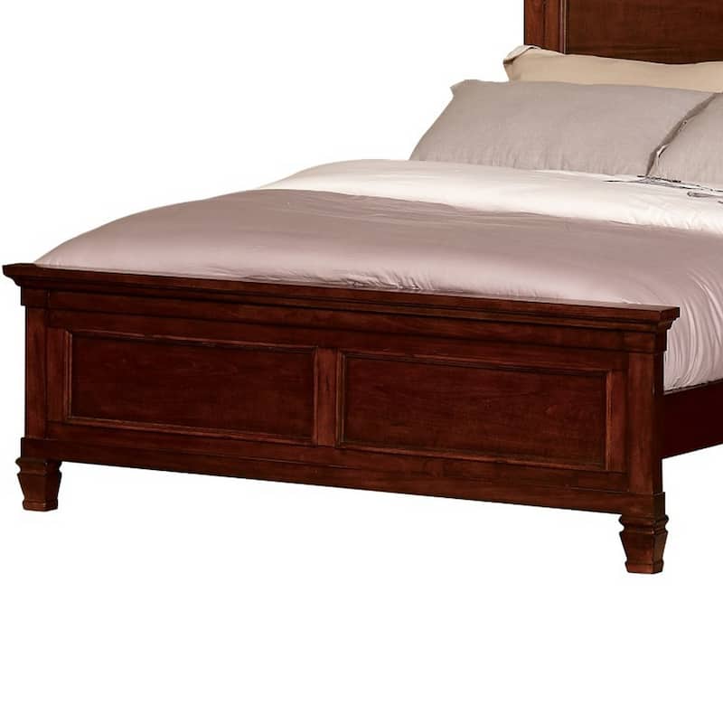 Umi Full Size Bed, Classic Panel Design with Molded Details, Brown Wood