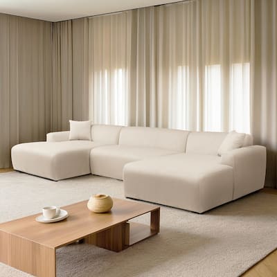 Daron Mid-Century Modern Corduroy U-Shape Corner Sectional Sofa