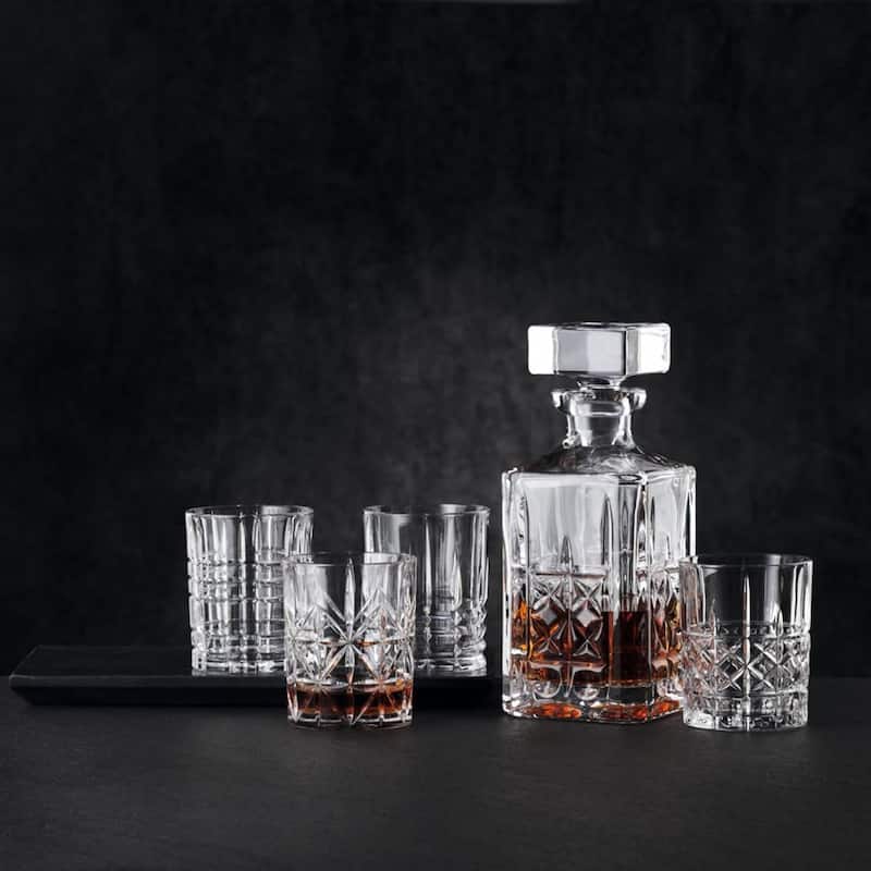 Nachtmann Highland 5-Piece Decanter and Whiskey Glass Set - Decanter 50 ML Tumblers 12 oz