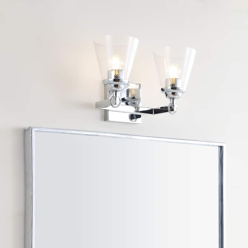 August Hurricane Metal/Glass Vanity, Chrome by JONATHAN Y