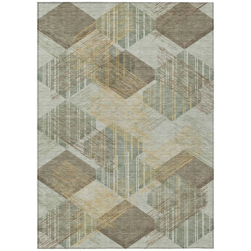 Machine Washable Indoor/ Outdoor Modern Hotchkiss Chantille Rug