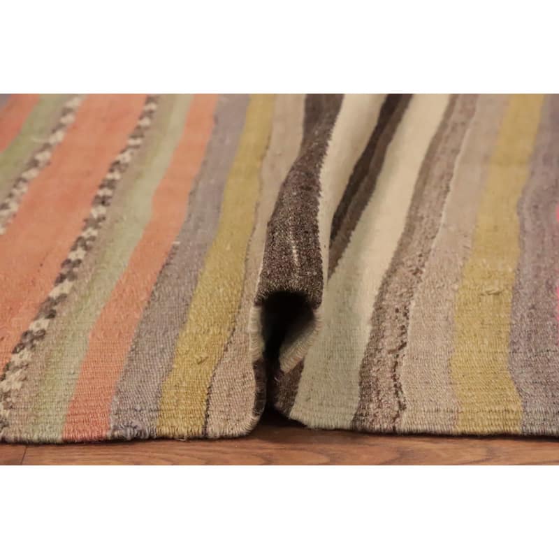 Hand Woven Oriental 100% Wool Carpet Southwestern Tribal Multi-Colored Kilim Area Rug - 8' 2'' X 5' 5''