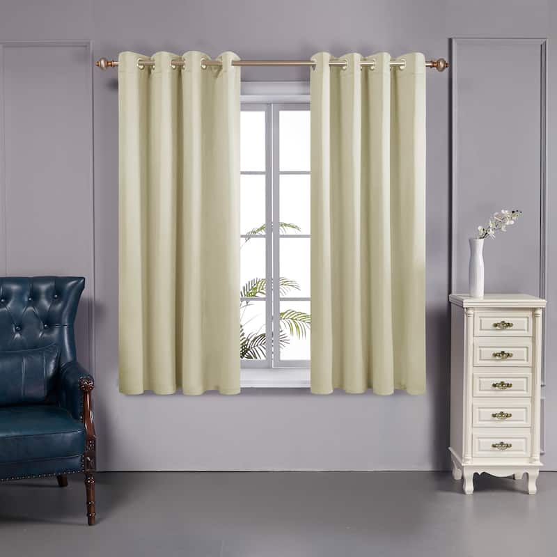 Deconovo 100 Percent Blackout Double Layers Lined Curtain (2 Panel)