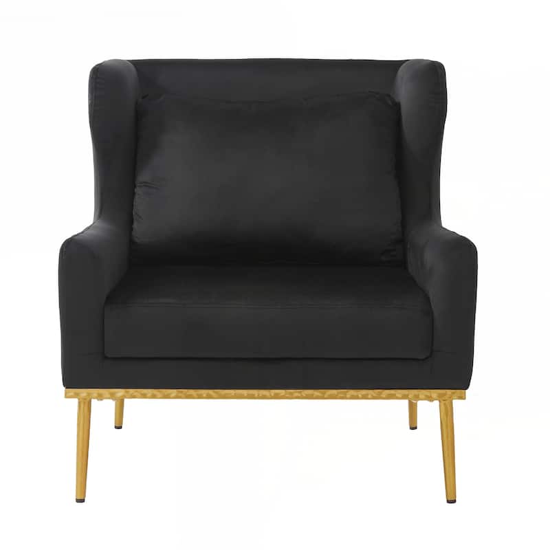 Modern Armchair Velvet Accent Chair Reading Chair Single Sofa Chair for Living Room - Black