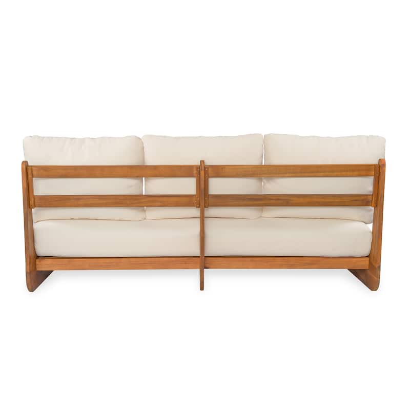 Roomfitters Outdoor Acacia Wood Lazy 3 Seater Sofa with Cushions