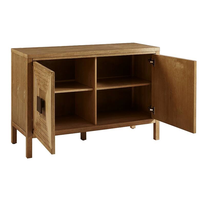 Roomfitters 2-Door Accent Cabinet with Adjustable Shelves, Solid Wood Storage Cabinet, Natural Elm Finish