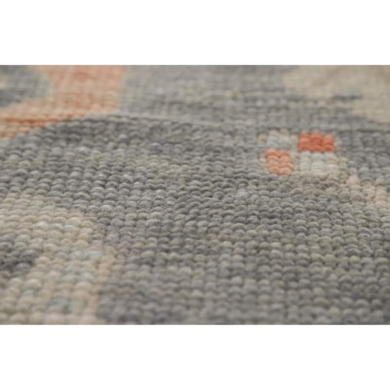 Hand Knotted Oriental 100% Wool Carpet Transitional All-Over Greys & Charcoal Oushak Area Rug - 12' 0'' X 8' 1''