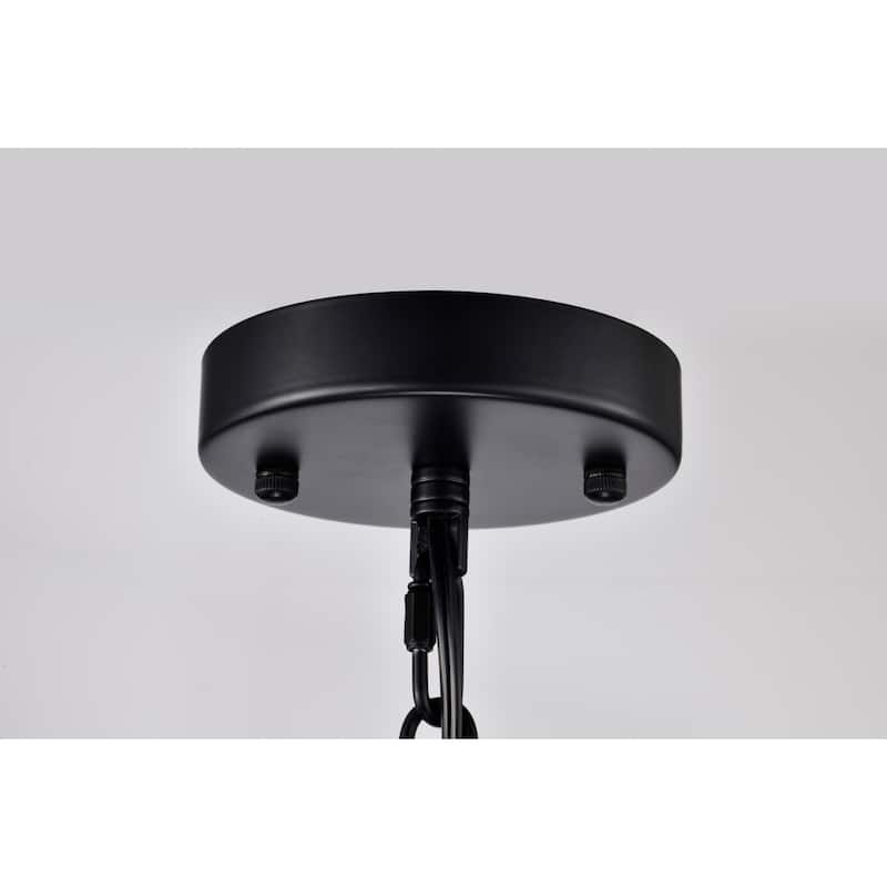 Aada Matte Black Metal 9 Light Wood Grain Finish Wagon Wheel Chandelier 32-Inch