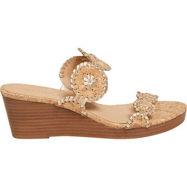 Shop Jack Rogers Women S Lauren Mid Wedge Sandal Natural Cork Gold
