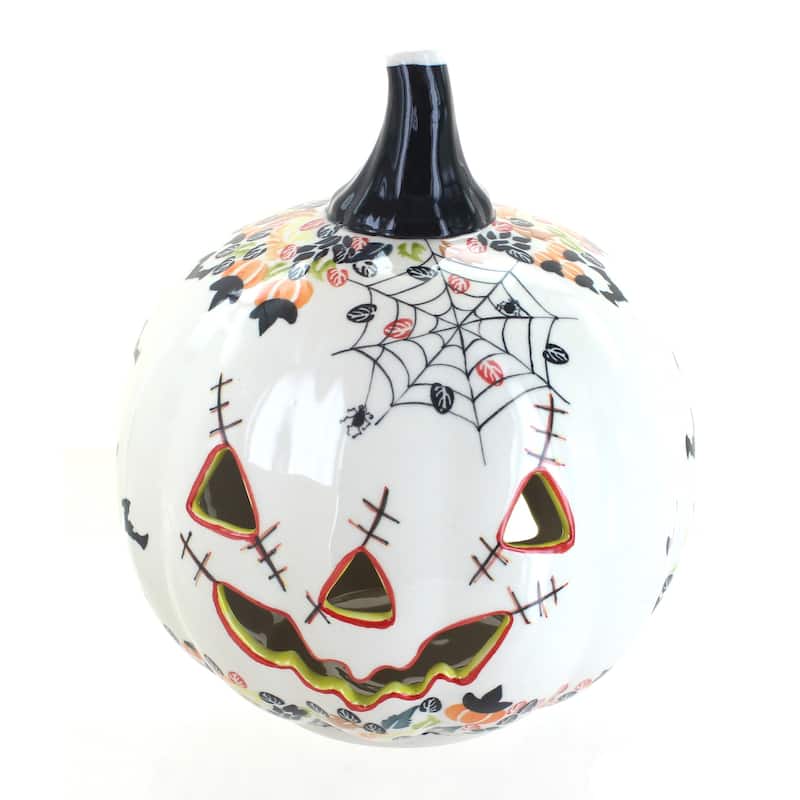 Blue Rose Polish Pottery 1726 Zaklady Pumpkin Luminary