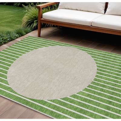 HomeRoots Striped Transitional Rectangle Outdoor Rug