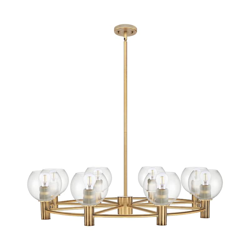 Innovations Lighting Downtown Urban - Crown Point - 8 Light 36" Athens Stem Hung Chandelier - Clear/Brushed Brass