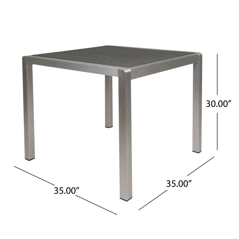 Outdoor Square Dining Table Anodized Aluminum Wicker Table Top for Dining Room,Kitchen,Easy Assembly